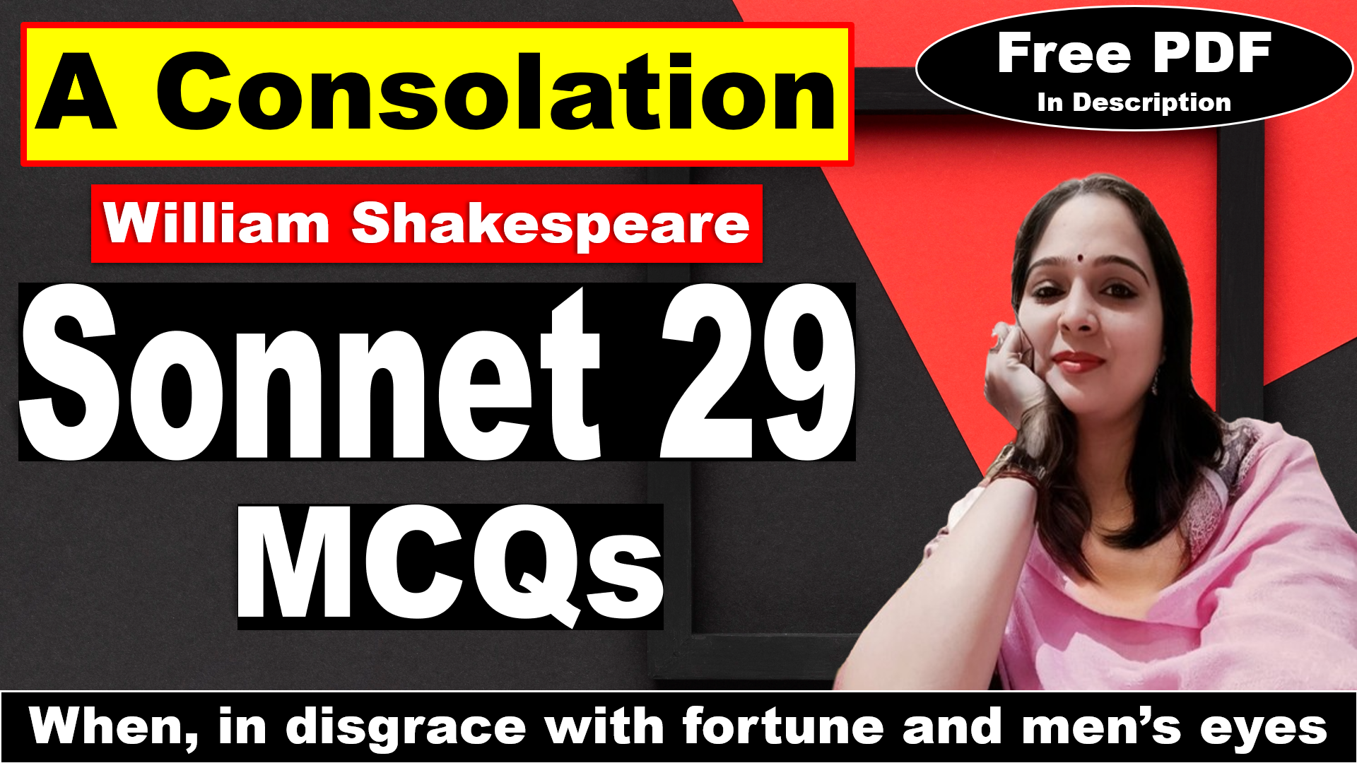 You are currently viewing Sonnet 29 MCQ | A Consolation MCQ | Sonnet 29 by William Shakespeare | Free PDF Download – Easy Literary Lessons